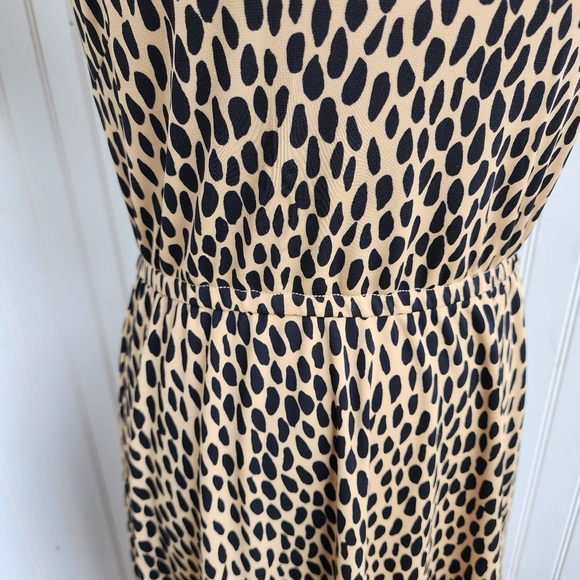 Talbots Women's Short Sleeve Dress Black Beige Pebble Stretch Midi Sz XS - Picture 6 of 15